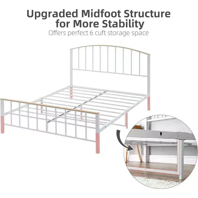 Cadre de lit en métal avec tête de lit, cadre de lit avec 4 tiroirs de rangement, lit queen size robuste avec rangement sous le lit/sommier tapissier non requis