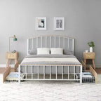 Cadre de lit en métal avec tête de lit, cadre de lit avec 4 tiroirs de rangement, lit queen size robuste avec rangement sous le lit/sommier tapissier non requis