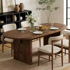 Table à manger ovale Lantine de 63 pouces en bois massif, table de cuisine de style campagnard pour 4 à 6 personnes avec double pied central pour salle à manger