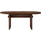 Table à manger ovale Lantine de 63 pouces en bois massif, table de cuisine de style campagnard pour 4 à 6 personnes avec double pied central pour salle à manger