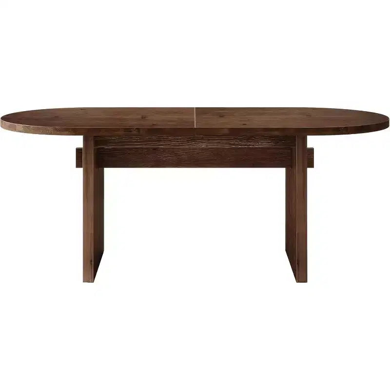 Table à manger ovale Lantine de 63 pouces en bois massif, table de cuisine de style campagnard pour 4 à 6 personnes avec double pied central pour salle à manger