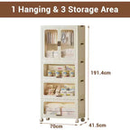 Armoire de rangement avec couvercle, grandes boîtes de rangement en plastique, armoire pliable avec roulettes, boîtes de rangement empilables avec porte