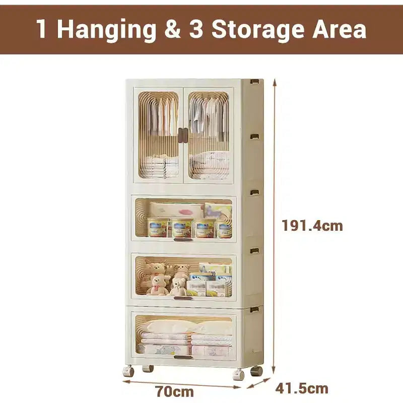 Armoire de rangement avec couvercle, grandes boîtes de rangement en plastique, armoire pliable avec roulettes, boîtes de rangement empilables avec porte