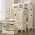 Armoire de rangement avec couvercle, grandes boîtes de rangement en plastique, armoire pliable avec roulettes, boîtes de rangement empilables avec porte