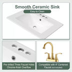 Meuble-lavabo de salle de bain compact de 61 cm avec évier, armoire de rangement de salle de bain avec tiroirs et étagère de porte, meuble-lavabo à lavabo simple