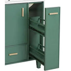 Meuble-lavabo de salle de bain compact de 61 cm avec évier, armoire de rangement de salle de bain avec tiroirs et étagère de porte, meuble-lavabo à lavabo simple