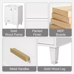 Meuble-lavabo de salle de bain compact de 61 cm avec évier, armoire de rangement de salle de bain avec tiroirs et étagère de porte, meuble-lavabo à lavabo simple