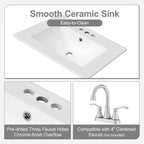 Meuble-lavabo de salle de bain compact de 61 cm avec évier, armoire de rangement de salle de bain avec tiroirs et étagère de porte, meuble-lavabo à lavabo simple