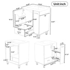 Meuble-lavabo de salle de bain compact de 61 cm avec évier, armoire de rangement de salle de bain avec tiroirs et étagère de porte, meuble-lavabo à lavabo simple