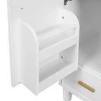 Meuble-lavabo de salle de bain compact de 61 cm avec évier, armoire de rangement de salle de bain avec tiroirs et étagère de porte, meuble-lavabo à lavabo simple