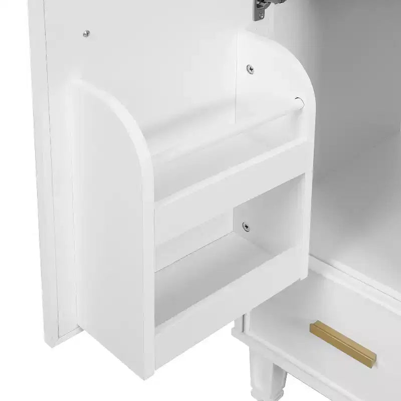 Meuble-lavabo de salle de bain compact de 61 cm avec évier, armoire de rangement de salle de bain avec tiroirs et étagère de porte, meuble-lavabo à lavabo simple