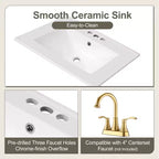 Meuble-lavabo de salle de bain compact de 61 cm avec évier, armoire de rangement de salle de bain avec tiroirs et étagère de porte, meuble-lavabo à lavabo simple