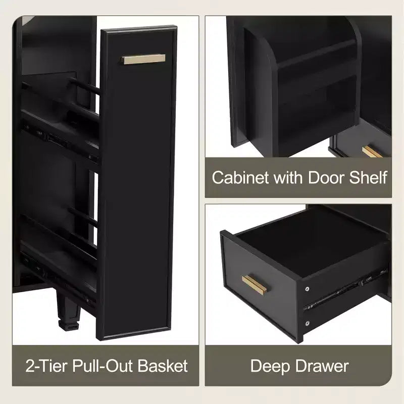 Meuble-lavabo de salle de bain compact de 61 cm avec évier, armoire de rangement de salle de bain avec tiroirs et étagère de porte, meuble-lavabo à lavabo simple