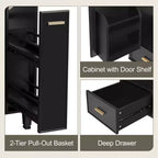 Meuble-lavabo de salle de bain compact de 61 cm avec évier, armoire de rangement de salle de bain avec tiroirs et étagère de porte, meuble-lavabo à lavabo simple