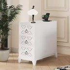 Table d'appoint avec 3 tiroirs, Table d'angle avec 2 étagères ouvertes, Table d'appoint haute pour chambre et coin, Noyer, Date d'arrivée prévue