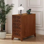 Table d'appoint avec 3 tiroirs, Table d'angle avec 2 étagères ouvertes, Table d'appoint haute pour chambre et coin, Noyer, Date d'arrivée prévue