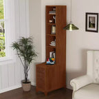 End Table with 3 Drawers, Corner Table with 2 Open Shelves, Tall Side Table for Bedroom and Corner, Walnut,Expect Arrival Date
