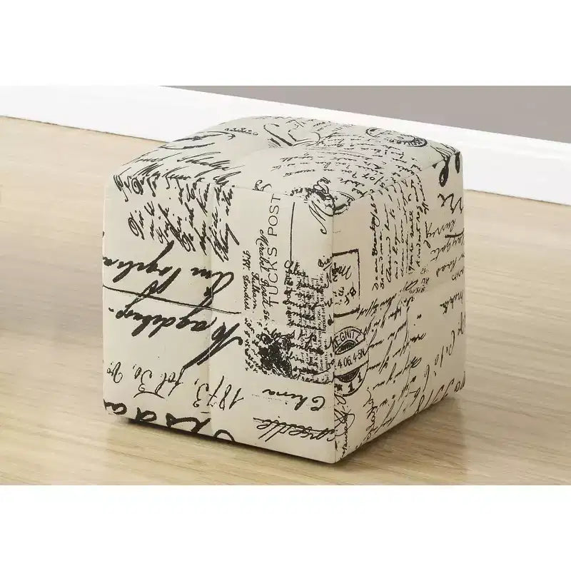 TUYOHW Lot de 2 poufs beiges imprimés de texte 12, Repose-pieds d'appoint pour salon et chambre à coucher, Pouf pour enfants avec rembourrage en mousse haute densité, Prêt à l'emploi