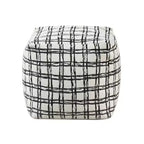 TUYOHW Pouf carré 16H Jacquard Chic Ottoman pour Salon, Tabouret Repose-Pieds Antidérapant, Pouf Poire, Capacité de 136 kg, Rayures Croisées Noires