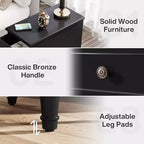 Table d'appoint Lantine Wood, Table de chevet étroite entièrement assemblée avec tiroirs, Table de chevet fine pour petits espaces, Salon, Chambre, Noir