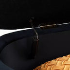 Okak 50IN Pouf de rangement ovale avec pieds en métal doré, banc d'entrée rembourré, banc de rangement de bout de lit pour chambre, salon