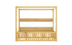 Lit au sol Bellemave avec baldaquin, barrières de sécurité et étagères, cadre de lit au sol en bois massif avec porte et Montessori pour enfants, aucun sommier tapissier requis
