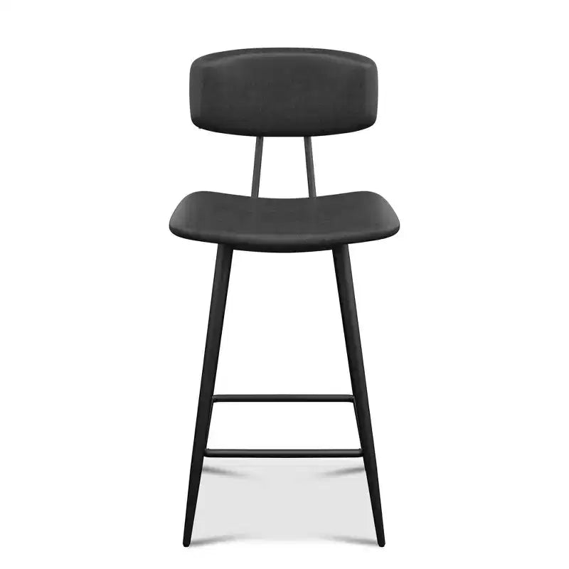 Tabourets de bar Dyonery hauteur comptoir 65 cm, en similicuir avec dossier, imperméables et cadre en métal robuste pour îlot de cuisine, gris rustique