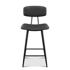 Tabourets de bar Dyonery hauteur comptoir 65 cm, en similicuir avec dossier, imperméables et cadre en métal robuste pour îlot de cuisine, gris rustique