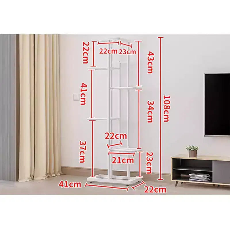 Support pour Plantes en Métal, Étagère à Fleurs d'Angle à 6 Niveaux Pouvant Accueillir 7 Pots, Présentoir à Plantes Multi-Niveaux Intérieur et Extérieur