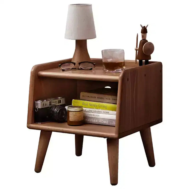 MAYEERTY Table de chevet en hêtre massif avec rangement ouvert Meuble de chevet pour chambre à coucher et salon