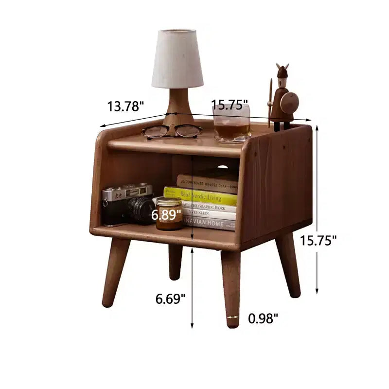 MAYEERTY Table de chevet en hêtre massif avec rangement ouvert Meuble de chevet pour chambre à coucher et salon