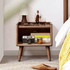 MAYEERTY Table de chevet en hêtre massif avec rangement ouvert Meuble de chevet pour chambre à coucher et salon