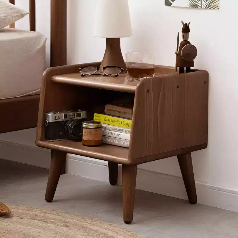 MAYEERTY Table de chevet en hêtre massif avec rangement ouvert Meuble de chevet pour chambre à coucher et salon