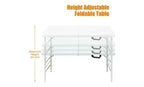 Table pliante, Table pliante portable en plastique robuste avec poignée, pieds antidérapants, imperméable, facile à nettoyer, hauteur réglable, pliable