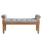 Banc capitonné Christopher Knight Home Lena de style mi-siècle moderne en bois d'hévéa et tissu, avec accoudoirs arrondis