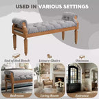Banc capitonné Christopher Knight Home Lena de style mi-siècle moderne en bois d'hévéa et tissu, avec accoudoirs arrondis
