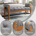 Banc capitonné Christopher Knight Home Lena de style mi-siècle moderne en bois d'hévéa et tissu, avec accoudoirs arrondis