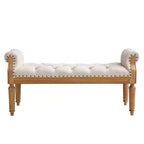 Banc capitonné Christopher Knight Home Lena de style mi-siècle moderne en bois d'hévéa et tissu, avec accoudoirs arrondis