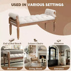 Banc capitonné Christopher Knight Home Lena de style mi-siècle moderne en bois d'hévéa et tissu, avec accoudoirs arrondis