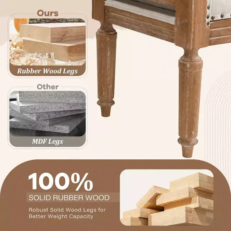 Banc capitonné Christopher Knight Home Lena de style mi-siècle moderne en bois d'hévéa et tissu, avec accoudoirs arrondis