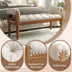 Banc capitonné Christopher Knight Home Lena de style mi-siècle moderne en bois d'hévéa et tissu, avec accoudoirs arrondis