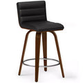 WyndenHall Madigan Swivel Counter Height Barstool Black: Square, Upholstered, Adjustable, Faux Leather