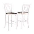 Set of 2 Shelby Barstools Distressed White - Crosley: Molded Wood Seat, Rubberwood Legs, Armless Design