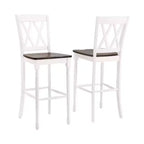 Set of 2 Shelby Barstools Distressed White - Crosley: Molded Wood Seat, Rubberwood Legs, Armless Design