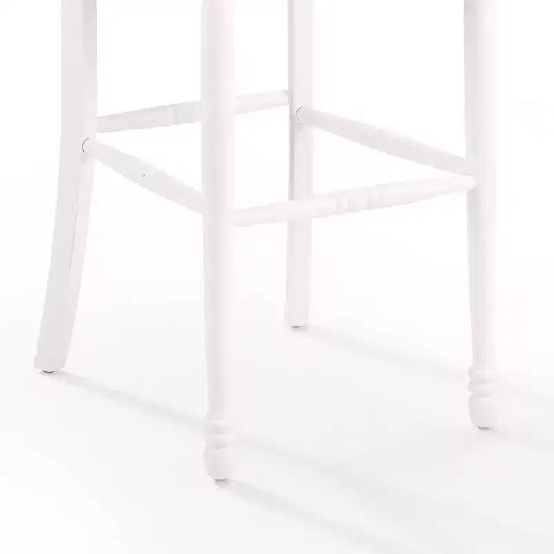 Lot de 2 tabourets de bar Shelby Blanc vieilli - Crosley : Assise en bois moulé, pieds en hévéa, sans accoudoirs