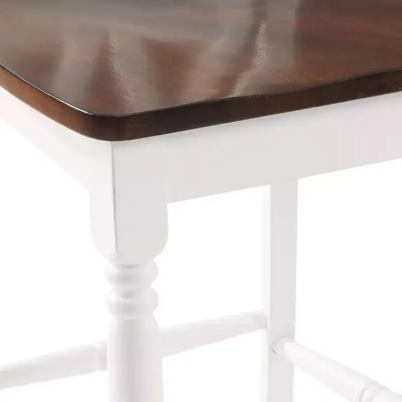 Lot de 2 tabourets de bar Shelby Blanc vieilli - Crosley : Assise en bois moulé, pieds en hévéa, sans accoudoirs