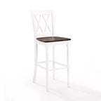 Lot de 2 tabourets de bar Shelby Blanc vieilli - Crosley : Assise en bois moulé, pieds en hévéa, sans accoudoirs