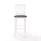 Lot de 2 tabourets de bar Shelby Blanc vieilli - Crosley : Assise en bois moulé, pieds en hévéa, sans accoudoirs