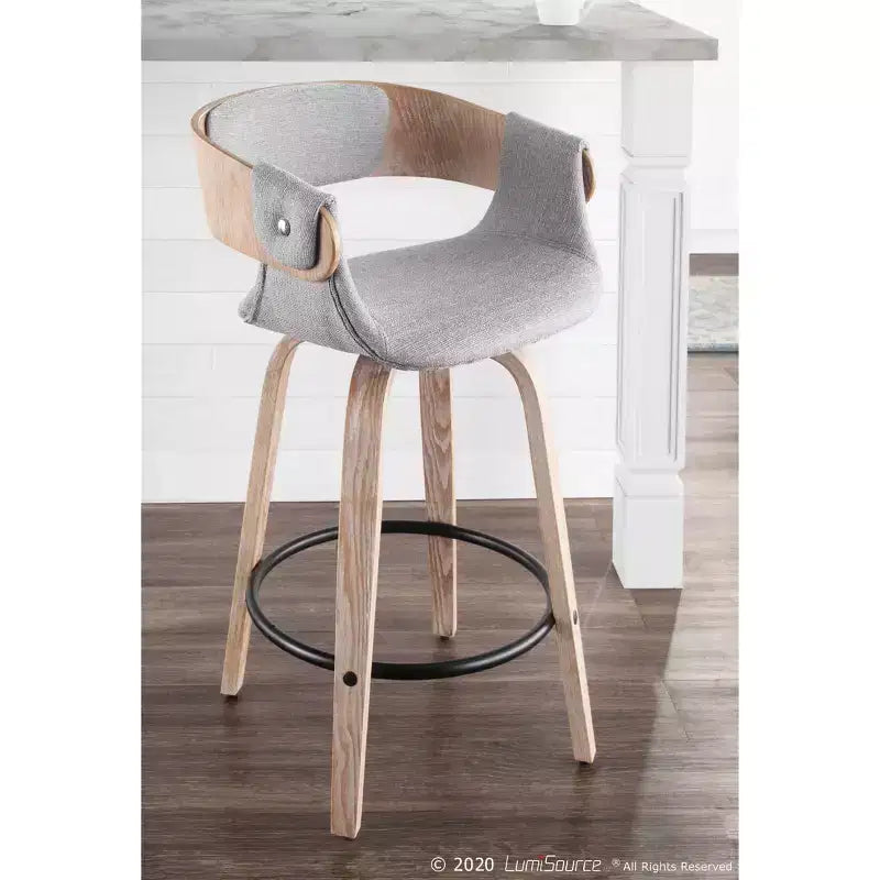 Lot de 2 tabourets de bar rembourrés Elisa hauteur comptoir Gris/Blanc délavé - Lumisource