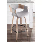 Lot de 2 tabourets de bar rembourrés Elisa hauteur comptoir Gris/Blanc délavé - Lumisource